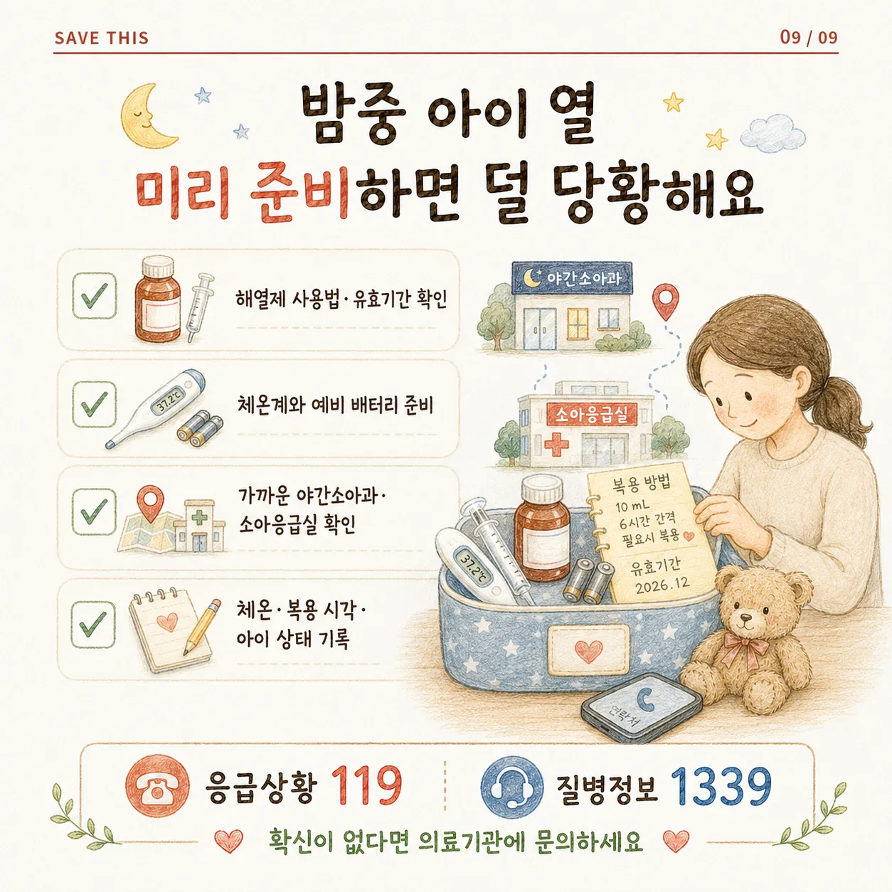 아이 열날 때 응급실 가기 전 체크 카드