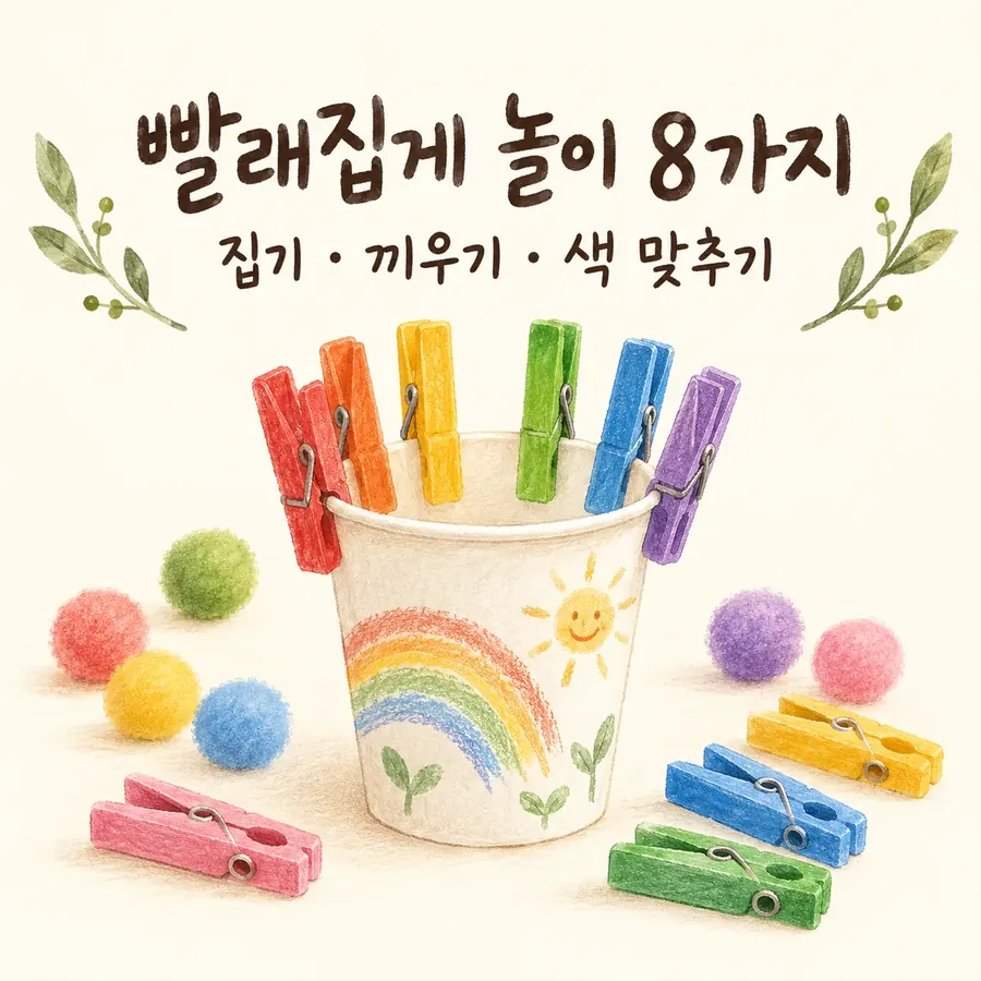 빨래집게 놀이 8가지|집기·끼우기·색 맞추기로 하는 소근육 집콕놀이