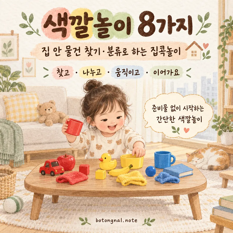 색깔놀이 8가지|집 안 물건 찾기·분류로 하는 유아 집콕놀이