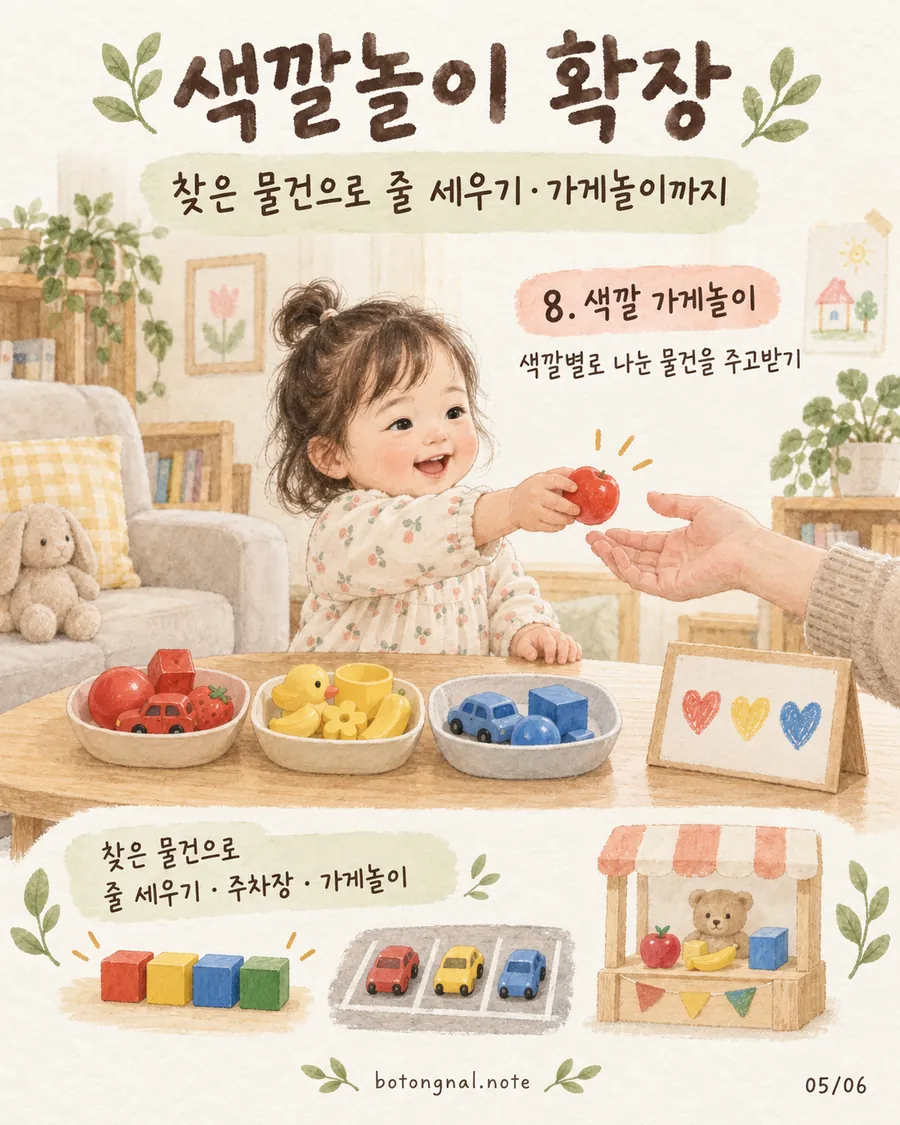 색깔놀이 확장 - 색깔 가게놀이, 줄 세우기, 주차장 놀이