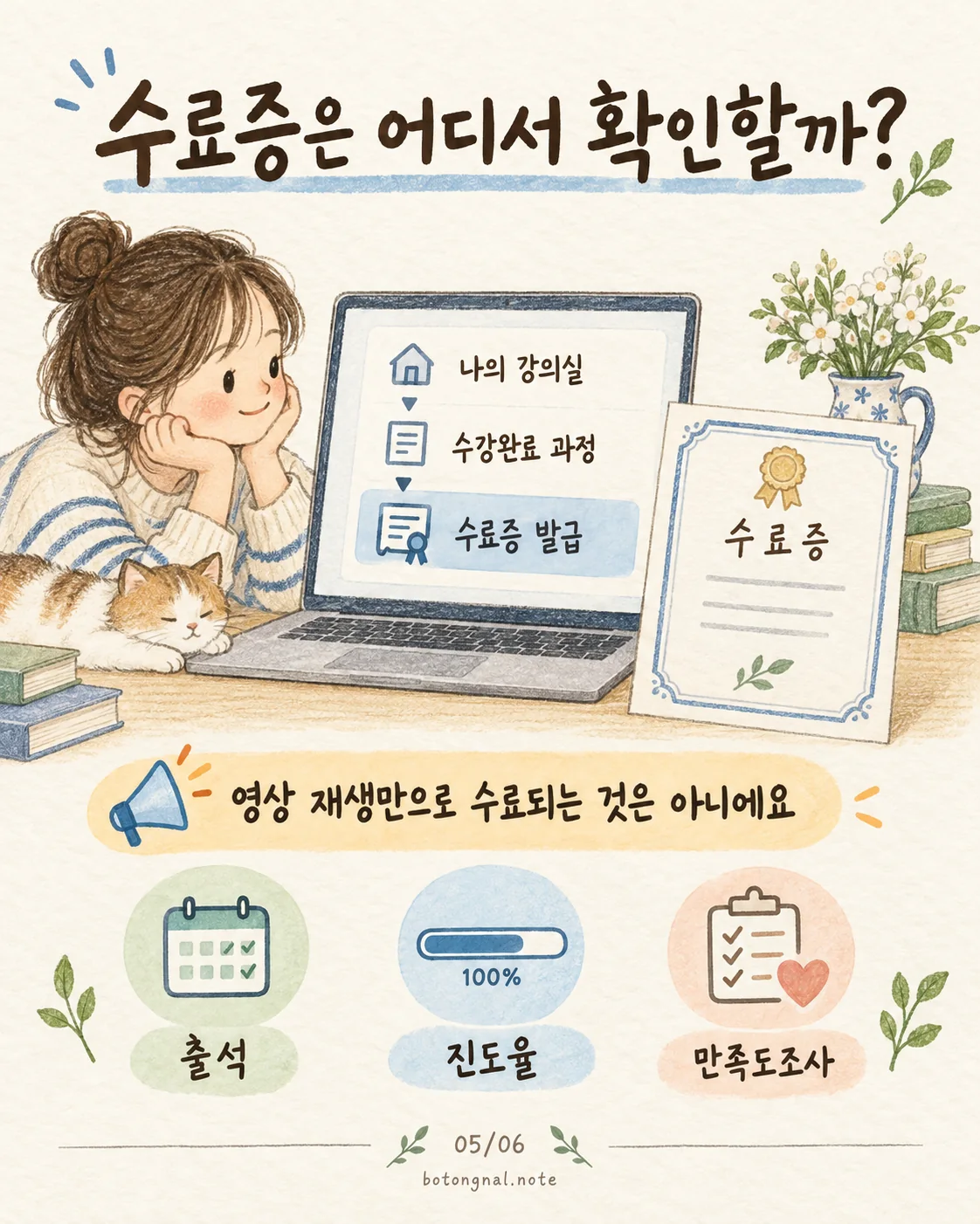 e러닝 수료증 발급 위치 나의 강의실 수강완료 과정