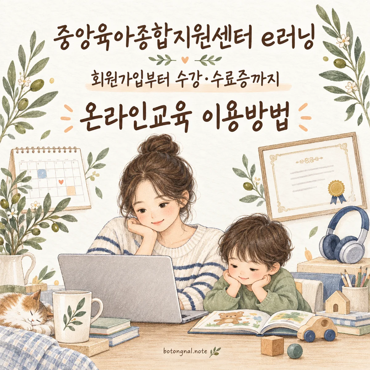 중앙육아종합지원센터 e러닝 이용방법|회원가입·수강신청·수료증 확인