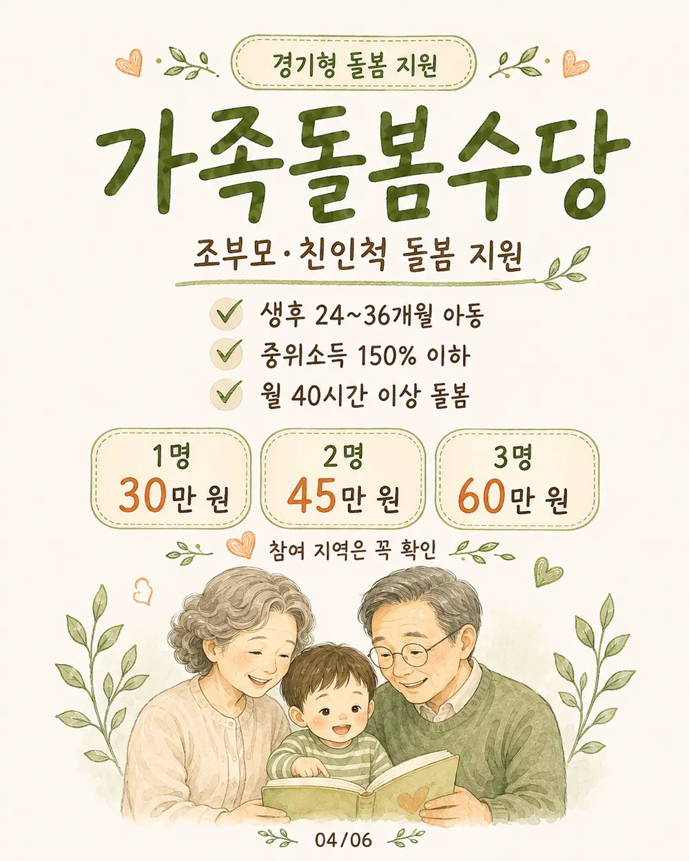경기도 언제나 어린이집 시간당 3000원 아이돌봄서비스 소득기준 250% 카드