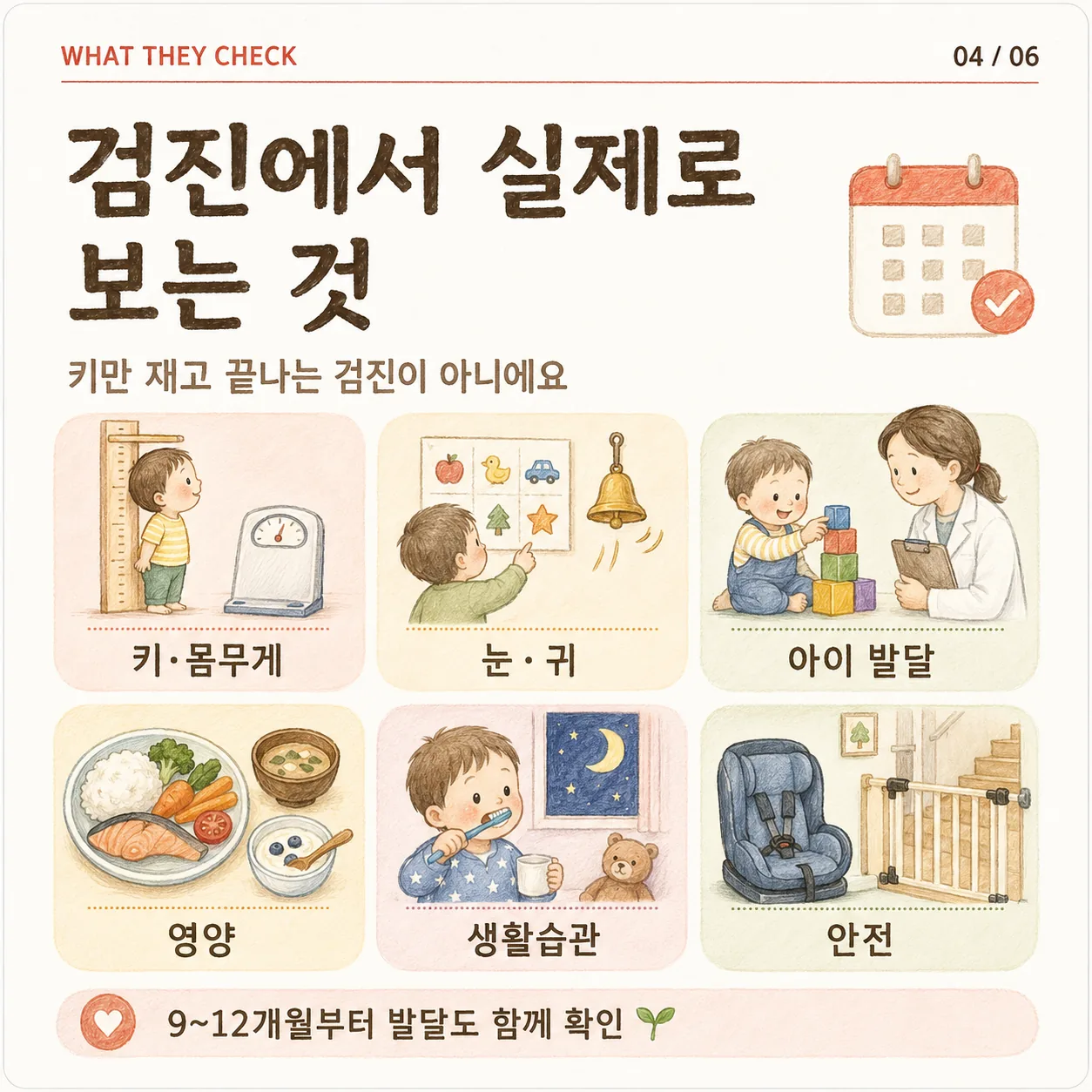 영유아 건강검진에서 확인하는 항목 카드
