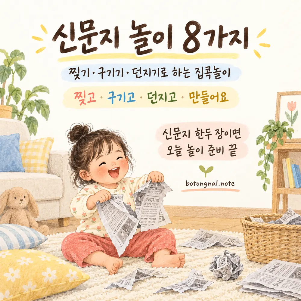 신문지 놀이 8가지｜찢기·구기기·던지기로 하는 유아 집콕놀이