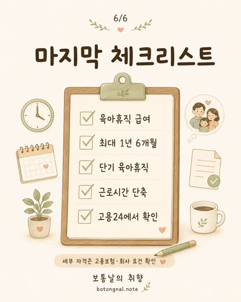 육아휴직 근로시간 단축 마지막 체크리스트 카드