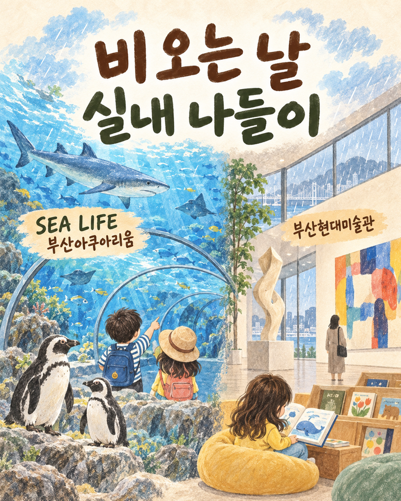 부산아쿠아리움과 부산현대미술관 실내 나들이 카드