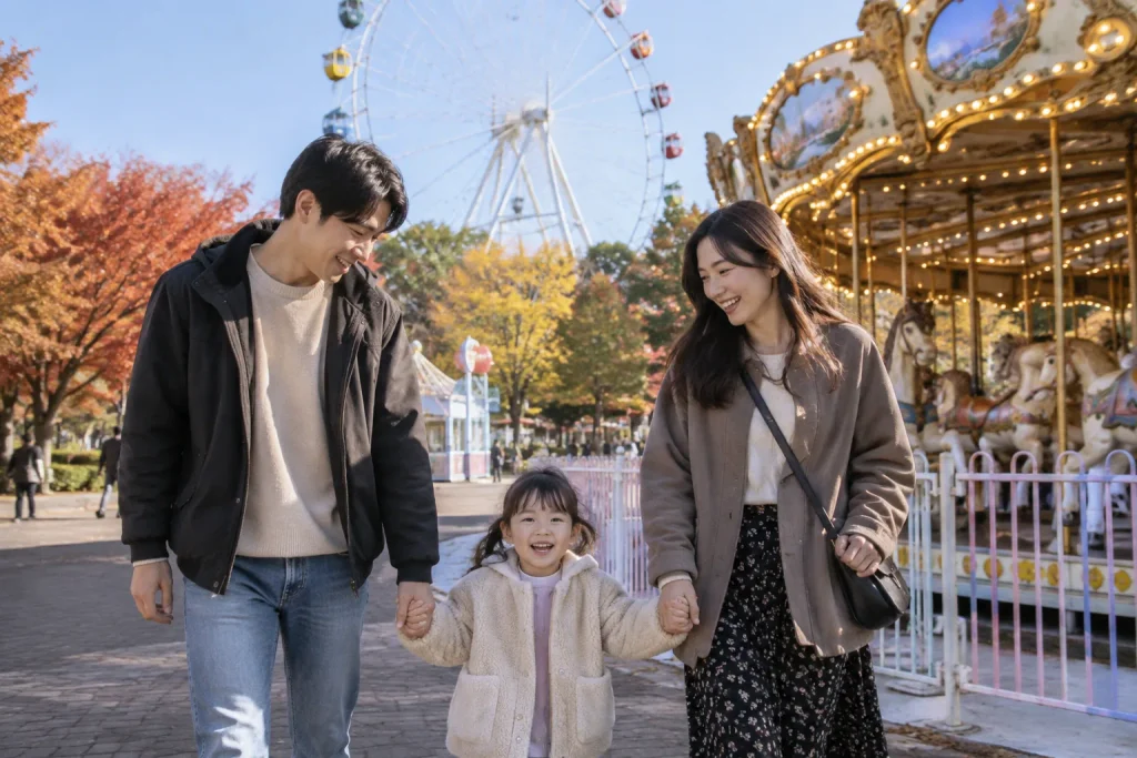 광주패밀리랜드 놀이공원 나들이를 주제로 한 가족 이미지