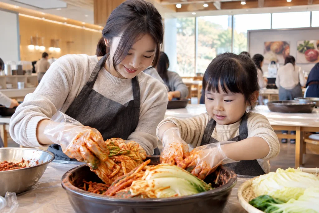 광주김치타운 김치 만들기를 주제로 한 가족 이미지