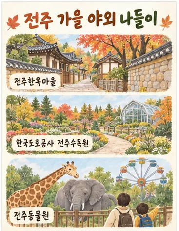 전주 아이와 가볼 만한 곳 야외 나들이 한옥마을 수목원 동물원 카드