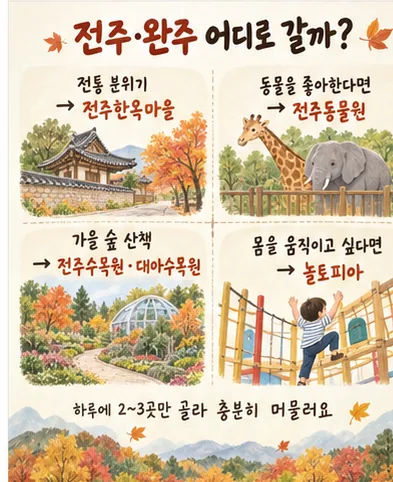 전주 완주 아이와 가을 나들이 장소 고르는 방법 카드