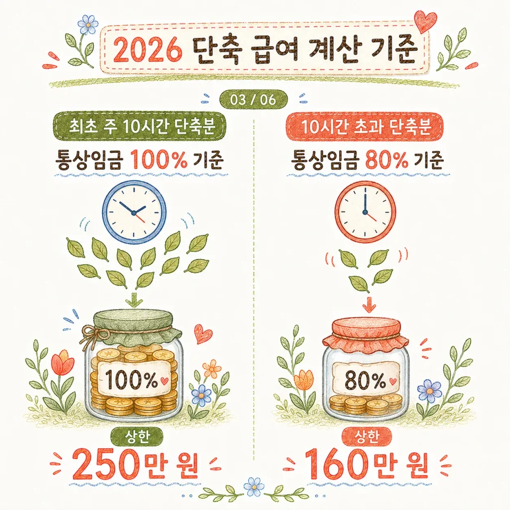 단축 근무시간별 육아기 근로시간 단축 급여 예상액 카드